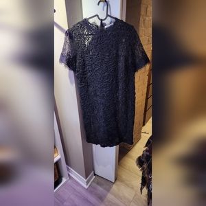 Zara lace shift dress size LG black